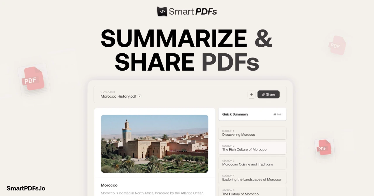 SmartPDFs：一款快速总结和分段PDF文档的AI工具.webp