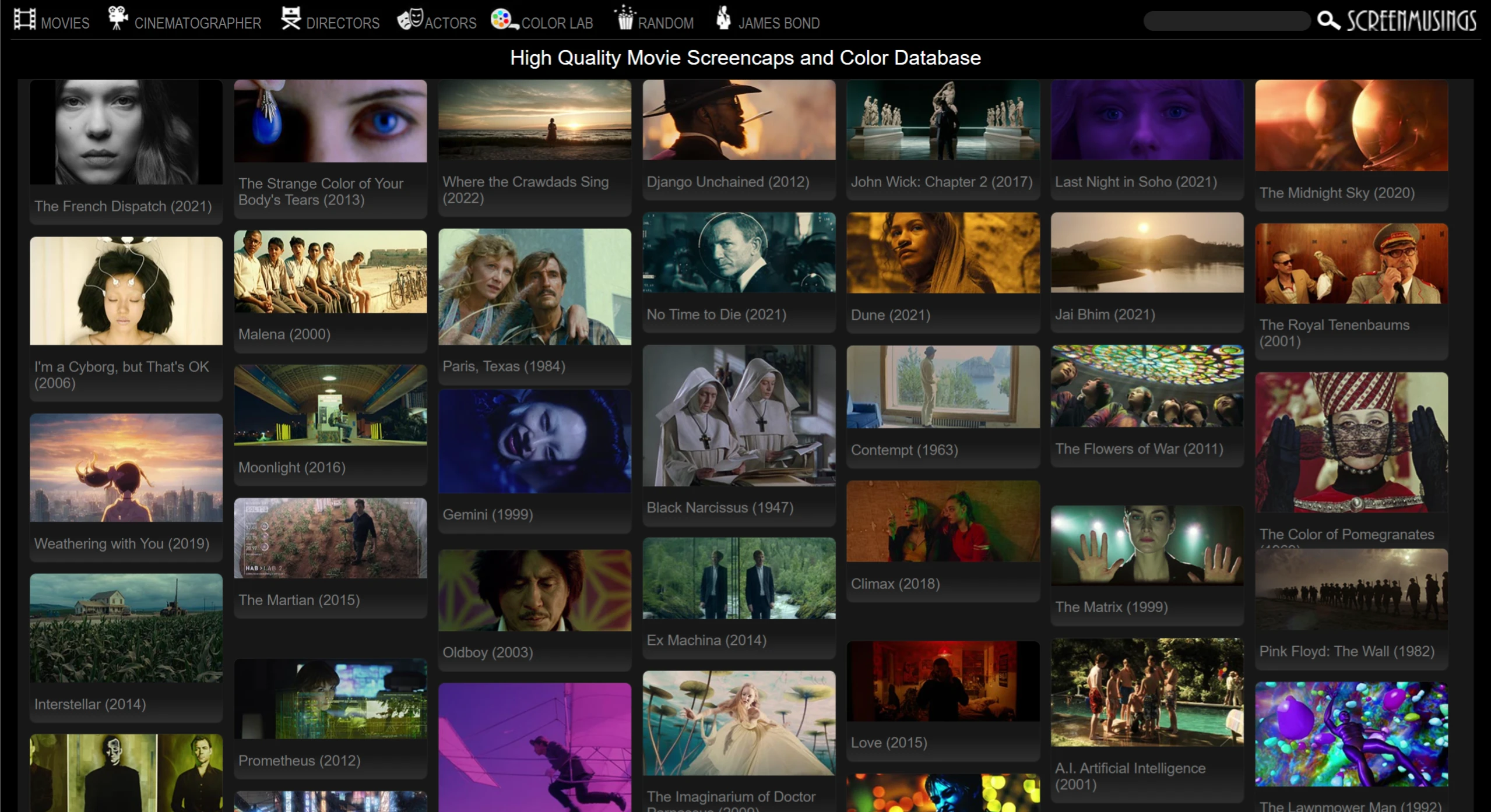 Screenmusings:高质量电影截图和色彩数据库 Screenmusings:高质量电影截图和色彩数据库