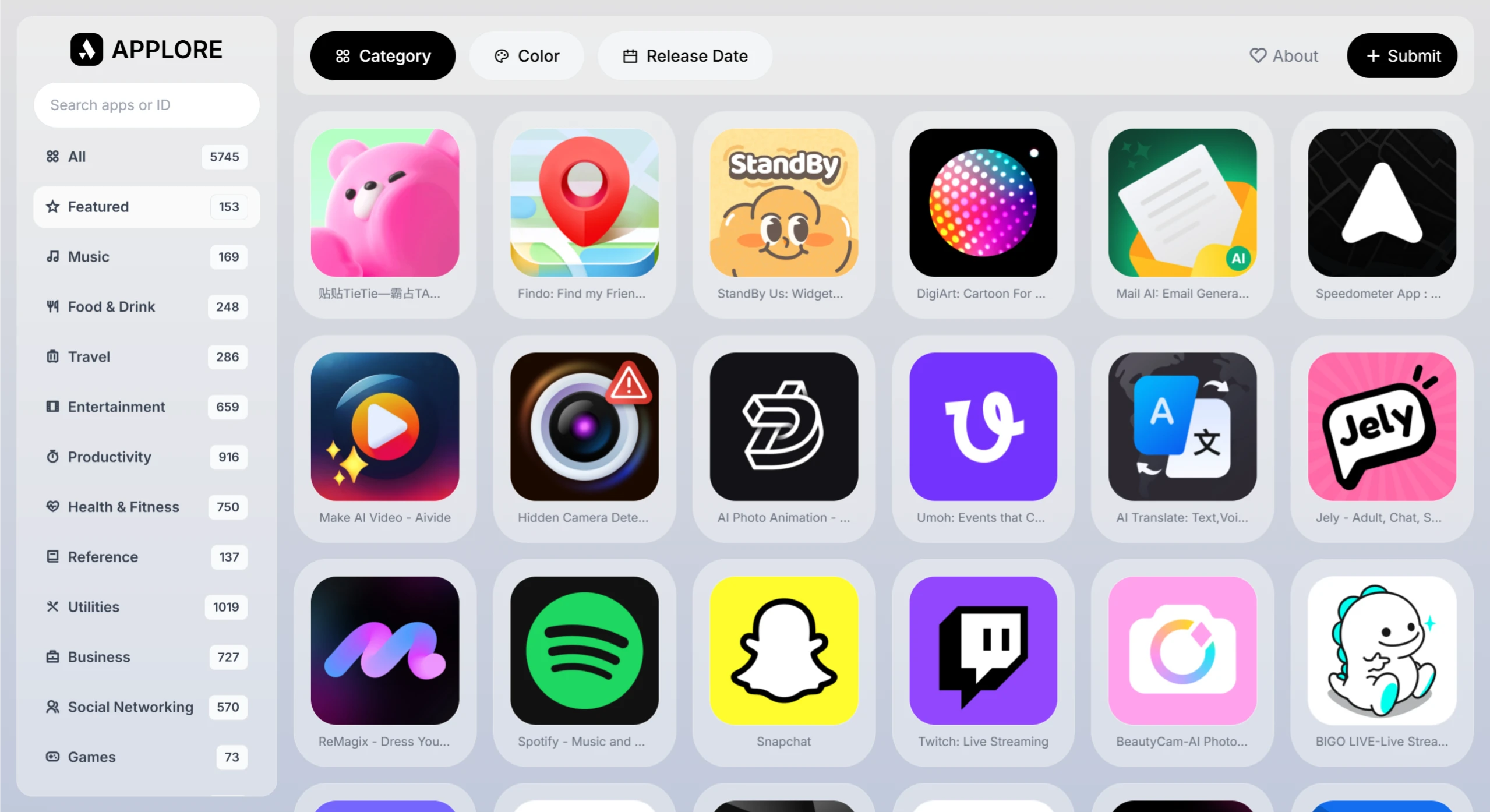 APPLORE(图1) APPLORE:logo图标灵感与配色分析平台