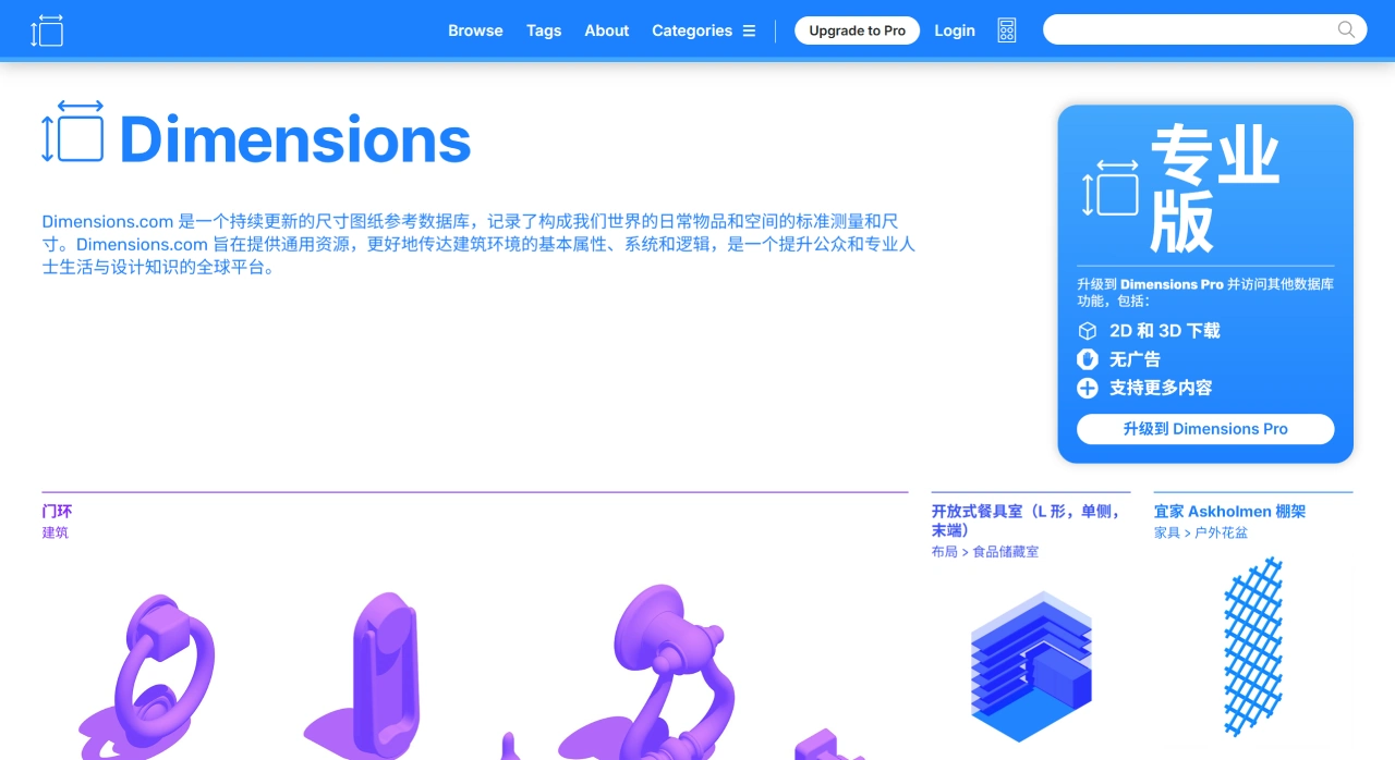 Dimensions:一个提供标准化尺寸参考的实用工具类网站 Dimensions:一个提供标准化尺寸参考的实用工具类网站