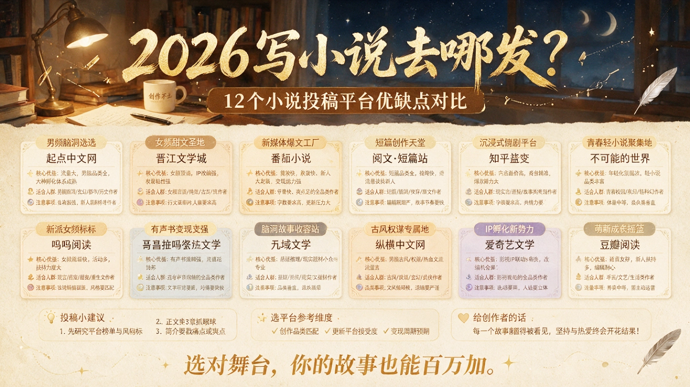2026写小说去哪发?12个小说投稿平台优缺点对比