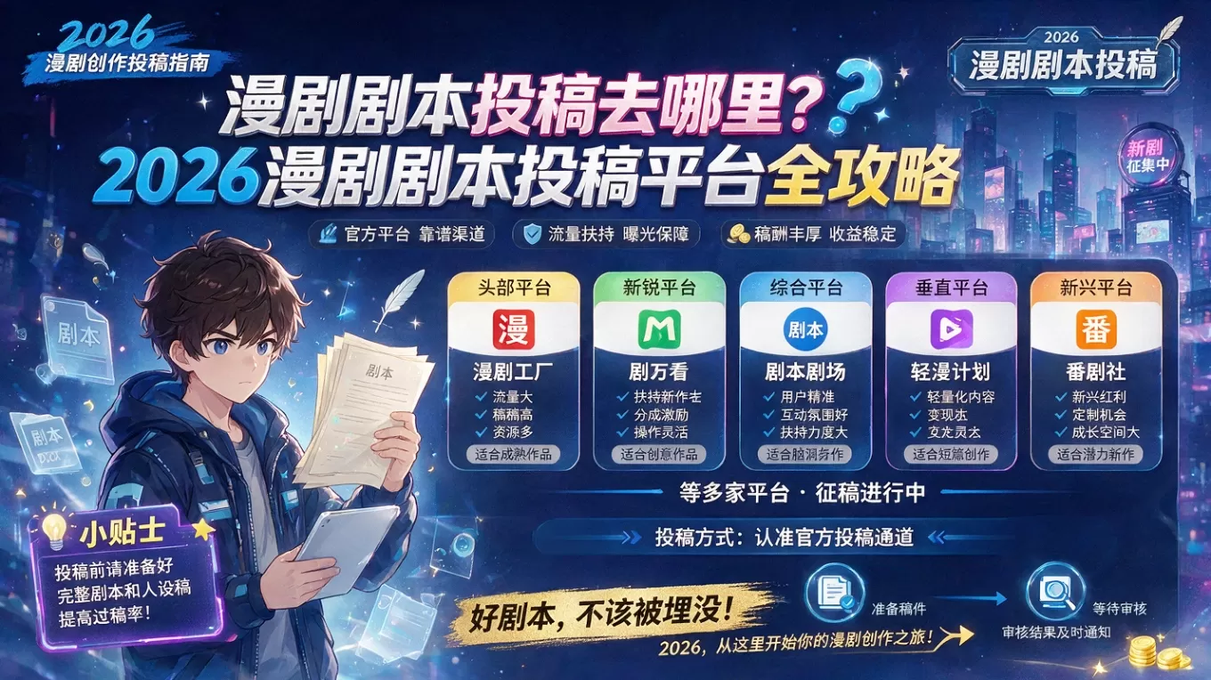 漫剧剧本投稿去哪里?2026漫剧剧本投稿平台全攻略 漫剧剧本投稿去哪里?2026漫剧剧本投稿平台全攻略