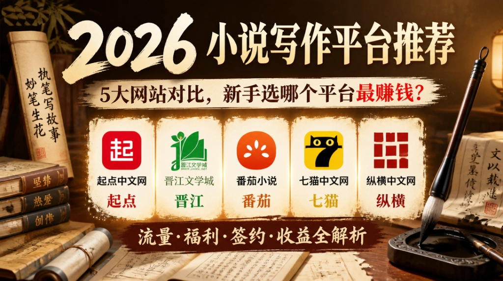 2026小说写作平台推荐:5大网站对比,新手选哪个平台最赚钱?(图1) 2026小说写作平台推荐:5大网站对比,新手选哪个平台最赚钱?
