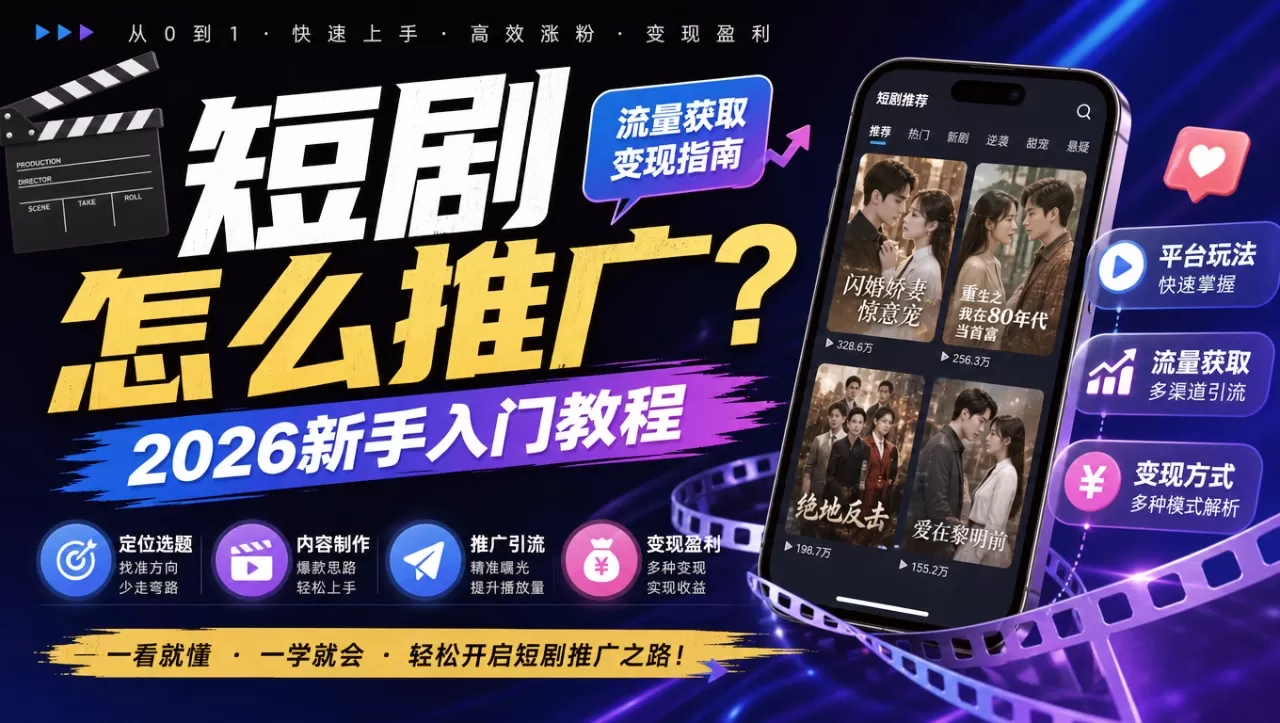 短剧怎么推广？2026新手入门教程：从授权获取到发布运营详解