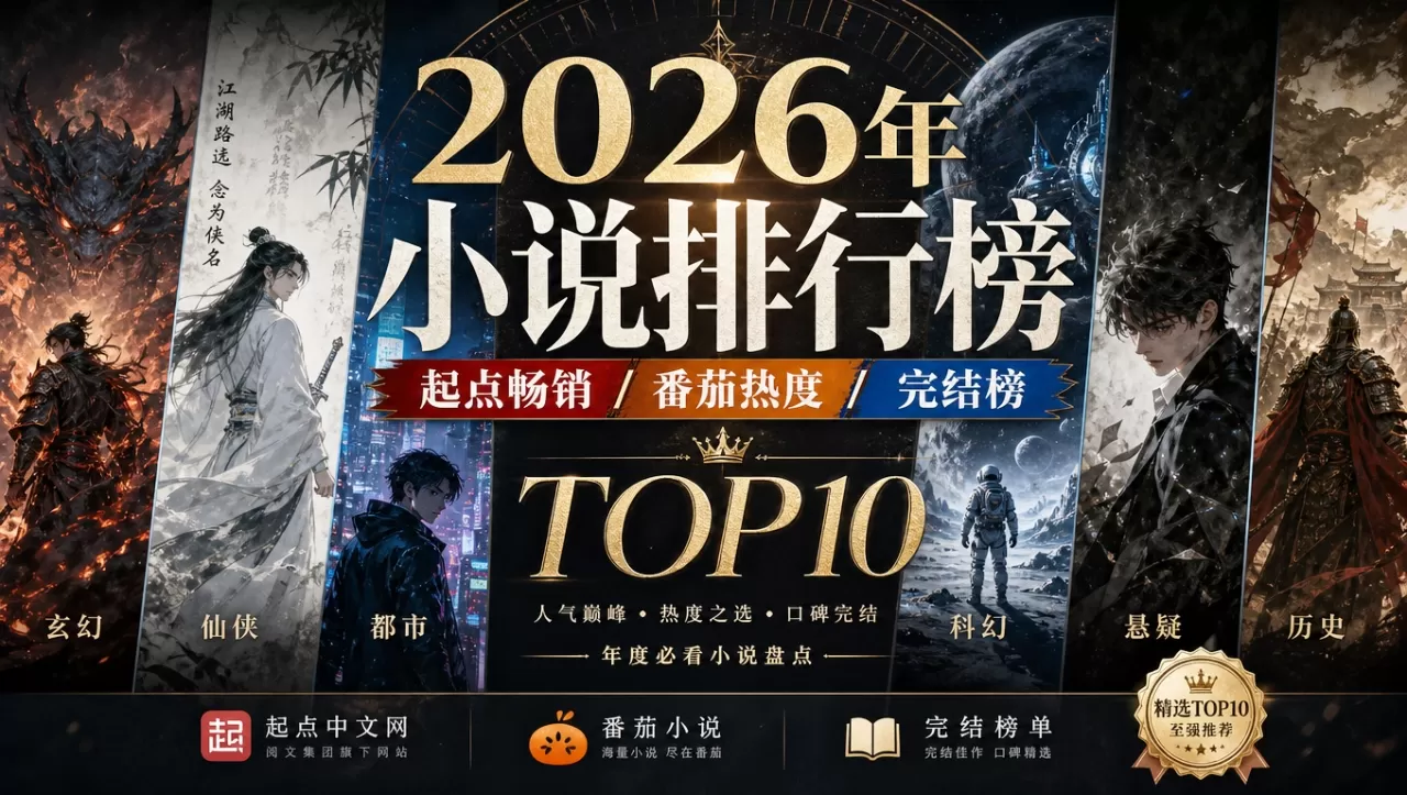 2026年小说排行榜：起点畅销、番茄热度完结榜TOP10